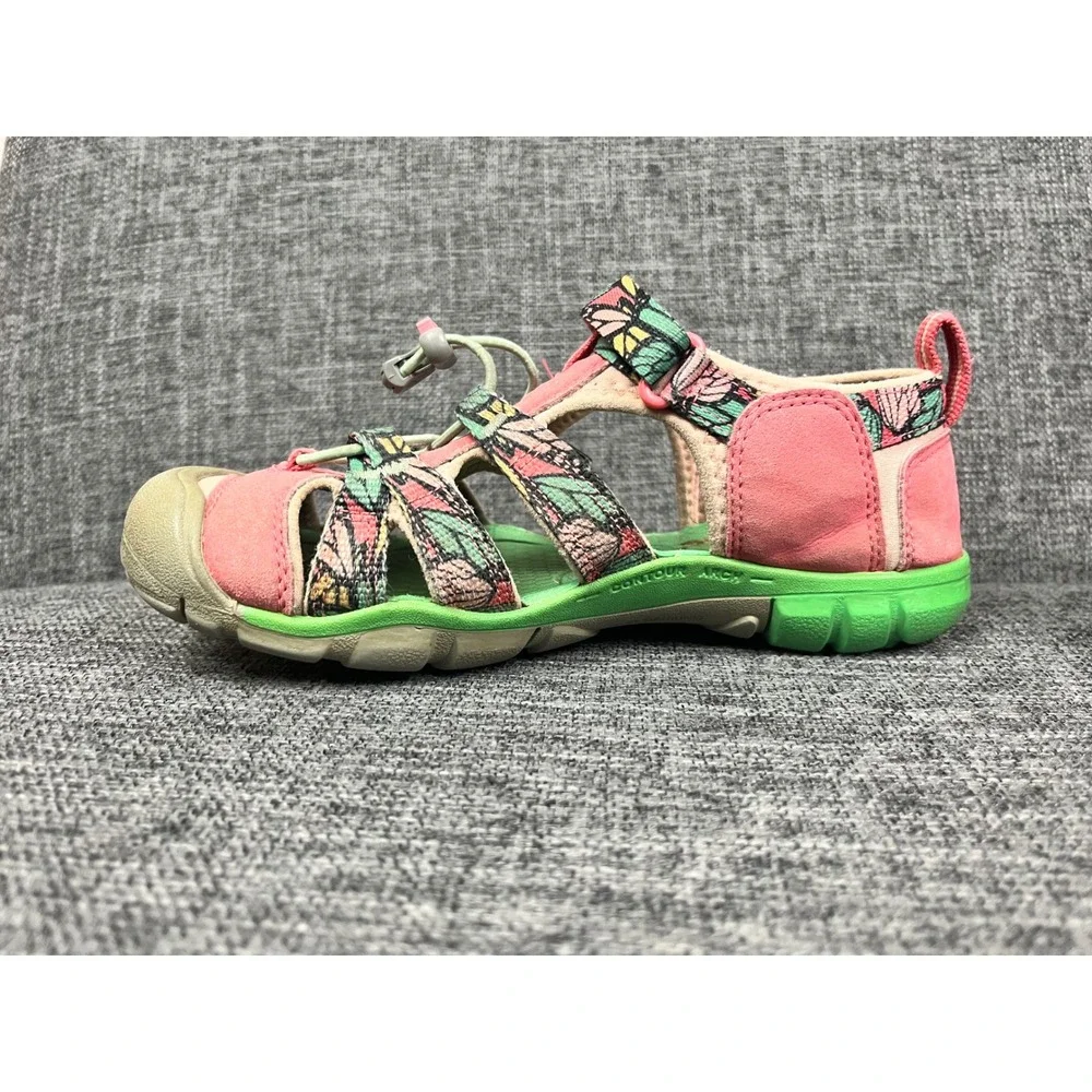 Keen Seacamp II CNX Girls Pink Green Butterfly Water Sandals Size 3 US 35 EU